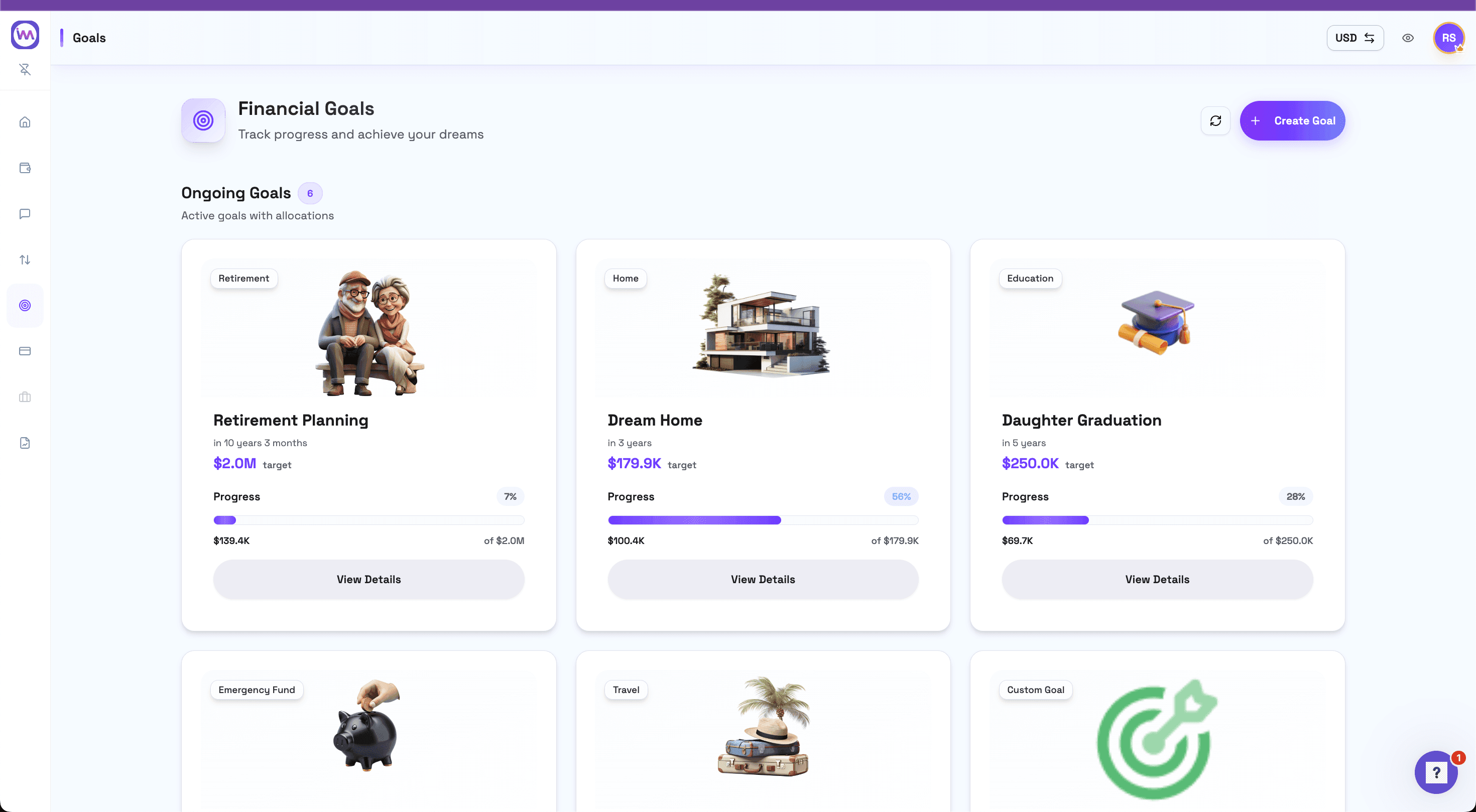 InvestMates goals dashboard