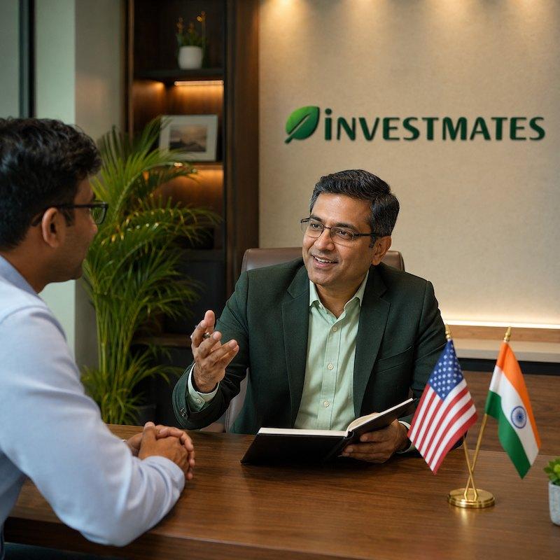 An InvestMates advisor reviewing RSU and ESOP tax filings with an NRI client