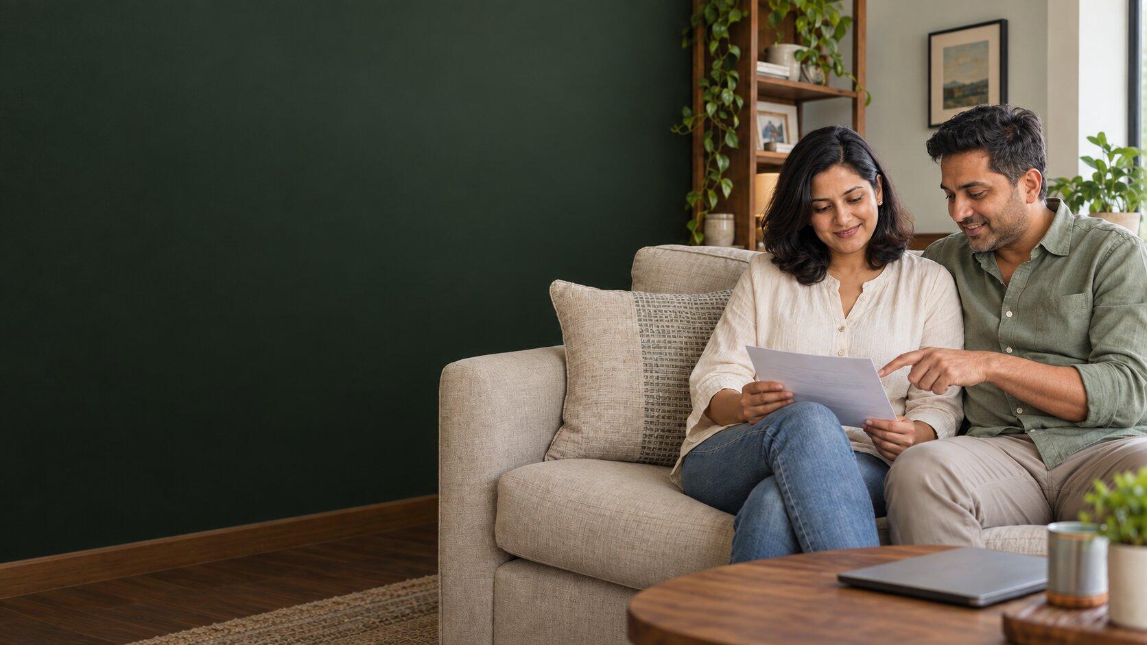 NRI couple at home reviewing their cross-border financial plan together